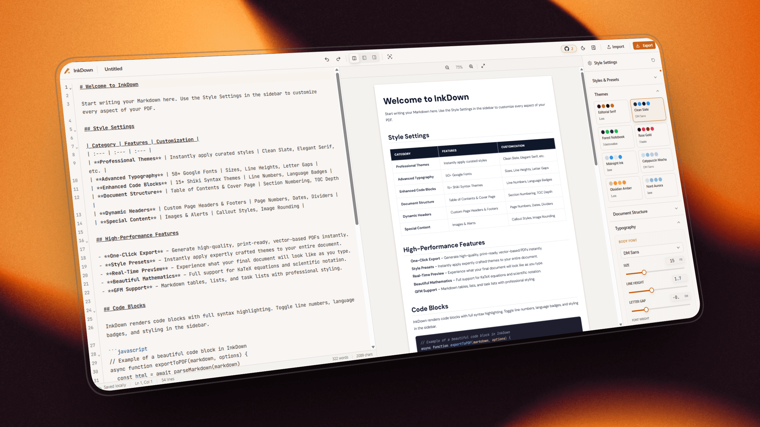 InkDown - Advanced Markdown Editor